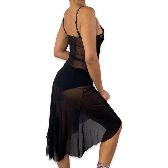 Vintage designer Pinko tulle dress Size S Metallic threads details Festival Sexy - Picture 4 of 4